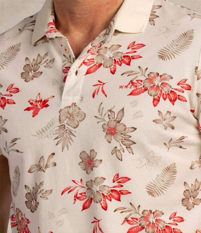 New Zealand Auckland 26CN124 1197 polo soft ecru met beige rood bloemenprint