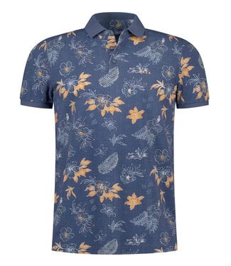 New Zealand Auckland polo navy sky donkerblauw met blauw oranje bloemenprint