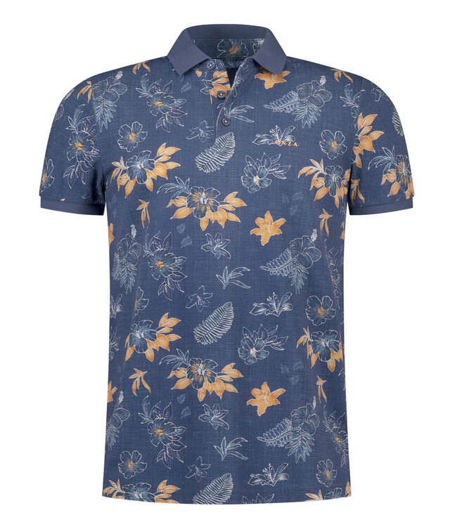 New Zealand Auckland 26CN124 2616 polo navy sky donkerblauw met blauw oranje bloemenprint