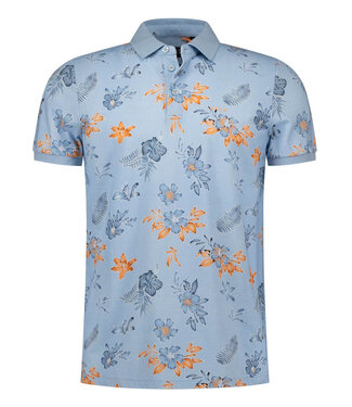 New Zealand Auckland polo sky blue lichtblauw met blauw oranje bloemenprint
