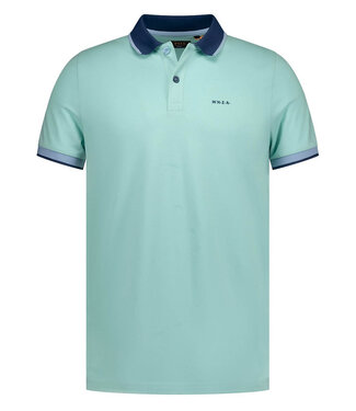 New Zealand Auckland polo aqua blauw pale leaf aqua blauw donkerblauw boord