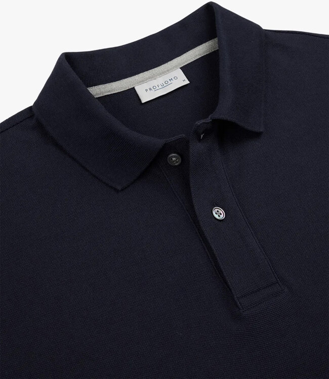 Profuomo PPXD10019Q heren polo donkerblauw 100% pique katoen