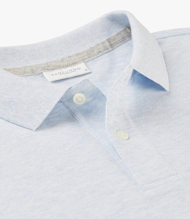 Profuomo PPXD10019M heren polo lichtblauw 100% pique katoen