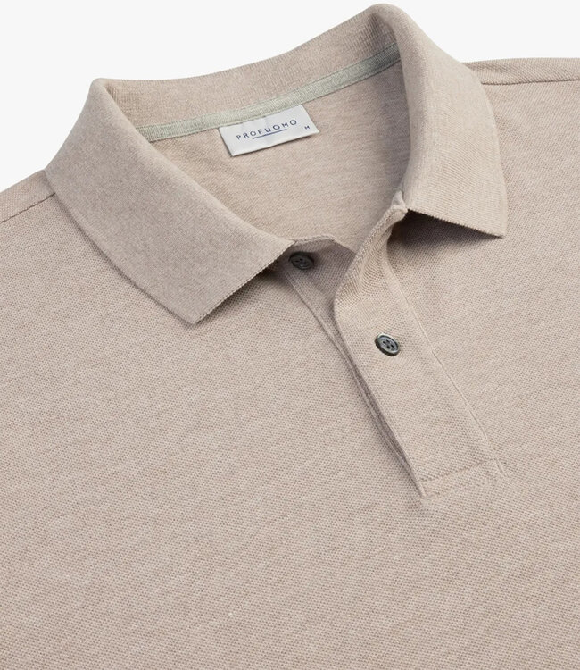 Profuomo PPXD10019C heren polo korte mouw beige 100% pique katoen