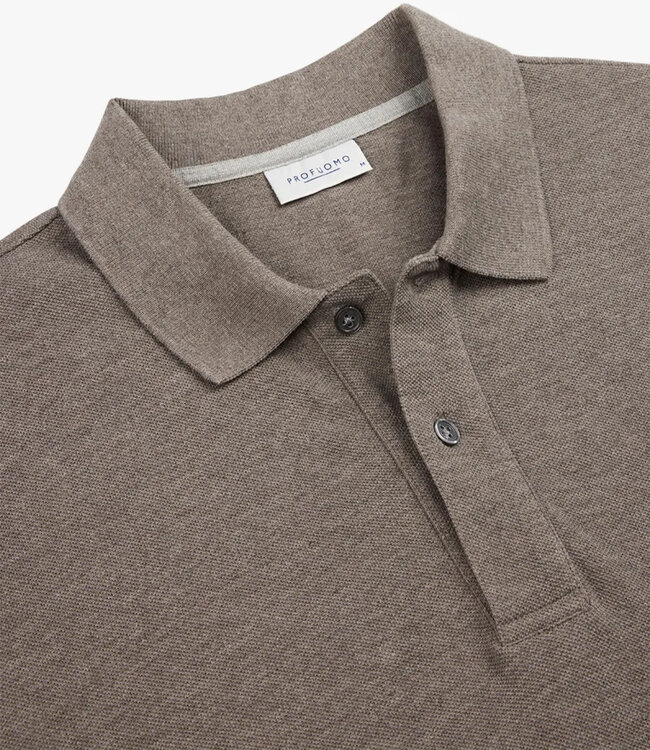 Profuomo PPXD10019D heren polo korte mouw bruin 100% pique katoen