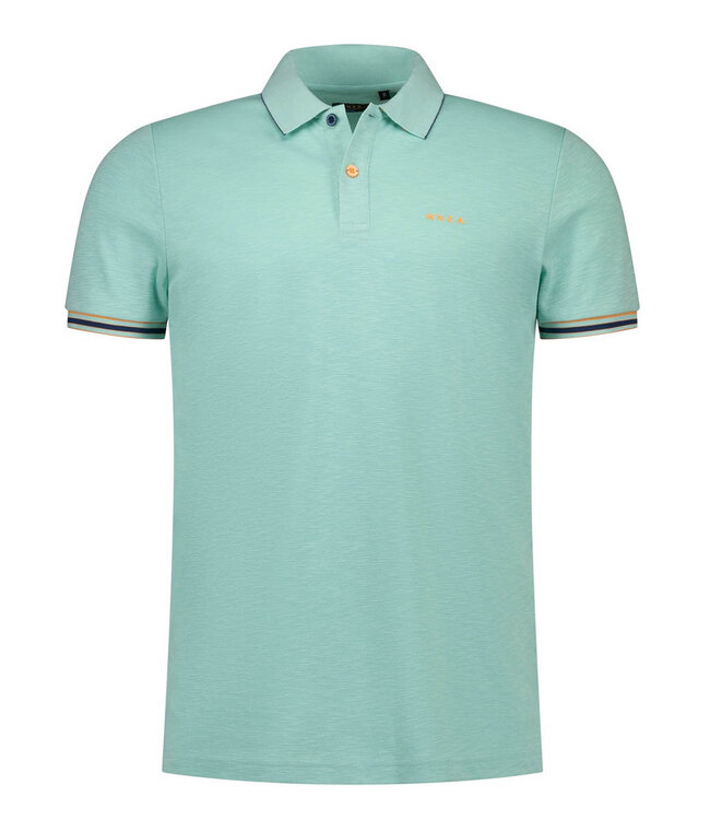 New Zealand Auckland 26CN122 1794 polo aqua blauw structuur pale leaf met gekleurde knopen