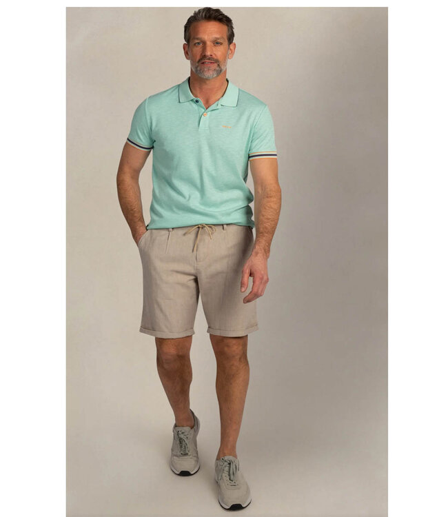 New Zealand Auckland 26CN122 1794 polo aqua blauw structuur pale leaf met gekleurde knopen