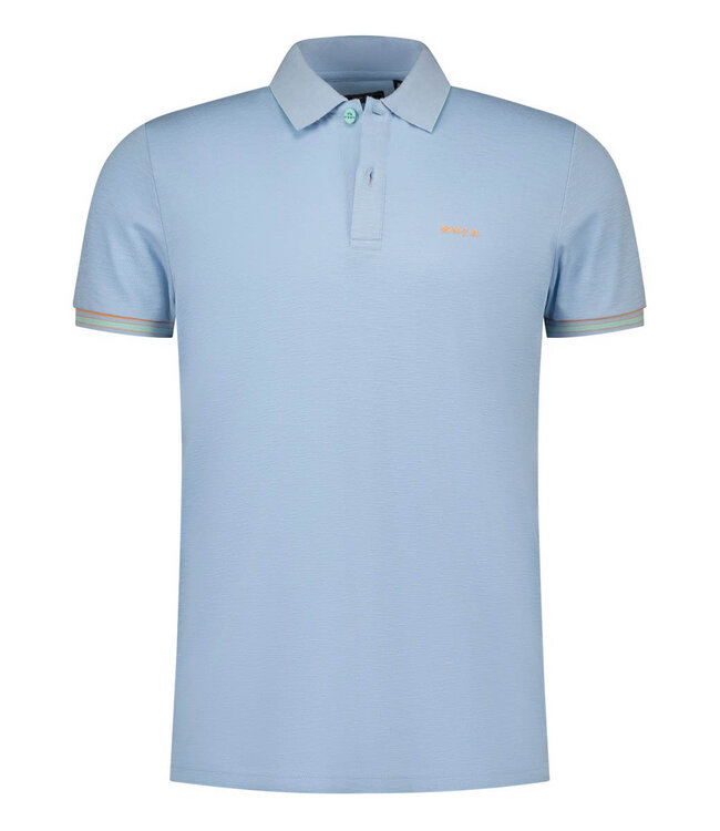 New Zealand Auckland 26CN122 2633 polo lichtblauw structuur sky blue met gekleurde knopen