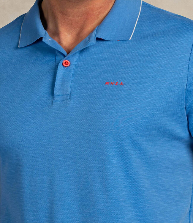 New Zealand Auckland 26CN122 2602 polo kobaltblauw structuur sailing blue met gekleurde knopen