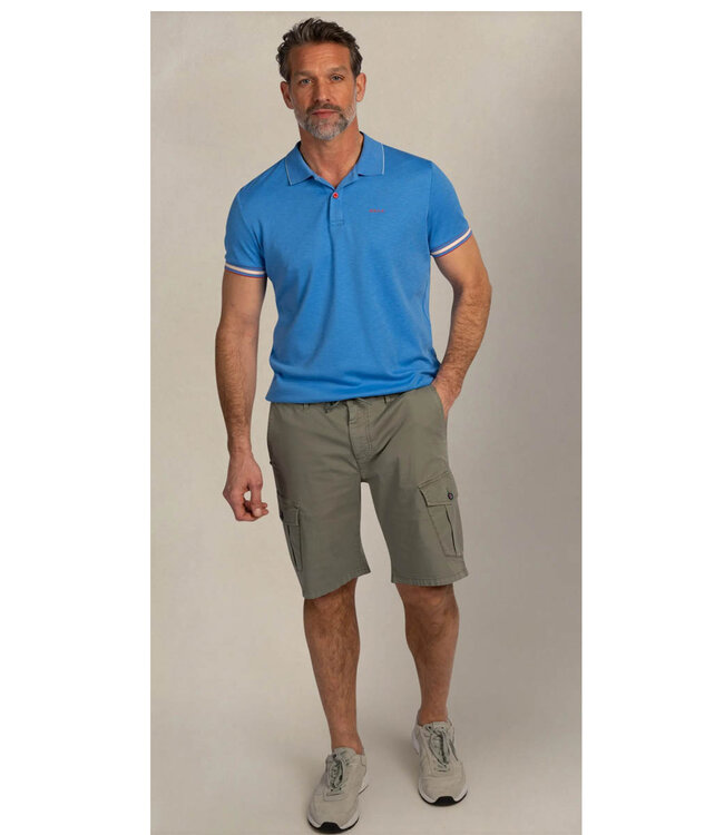 New Zealand Auckland 26CN122 2602 polo kobaltblauw structuur sailing blue met gekleurde knopen