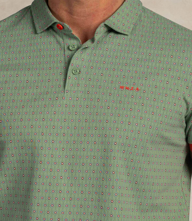 New Zealand Auckland 26CN108 1757 polo mist green olijfgroen grafische print