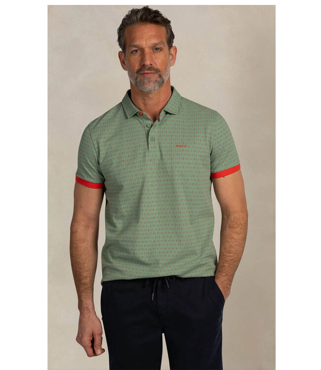 New Zealand Auckland 26CN108 1757 polo mist green olijfgroen grafische print