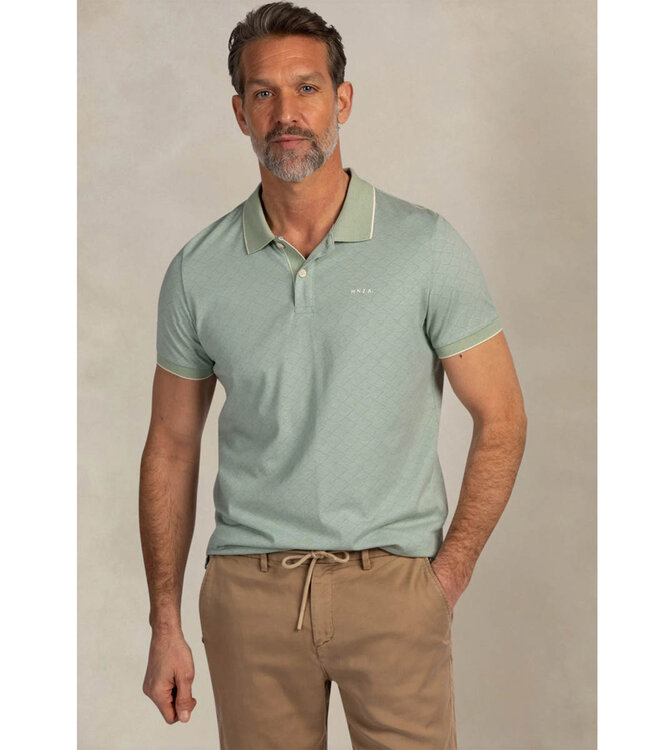New Zealand Auckland 26CN120 1757 polo olijfgroen grafische structuur mist green