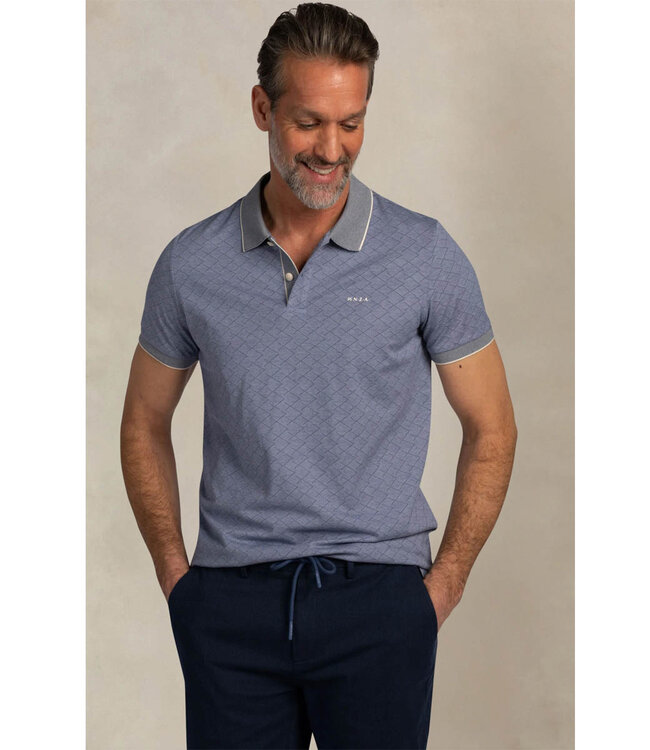 New Zealand Auckland 26CN120 2616 polo blauw grafische structuur navy sky