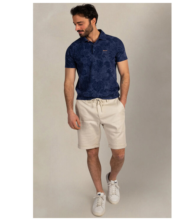 New Zealand Auckland 26CN104-2616 Navy Sky speciale bloemenprint polo short sleeve polo