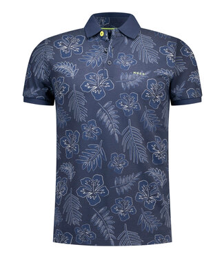 New Zealand Auckland Brilliant Navy donkerblauw speciale bloemenprint polo