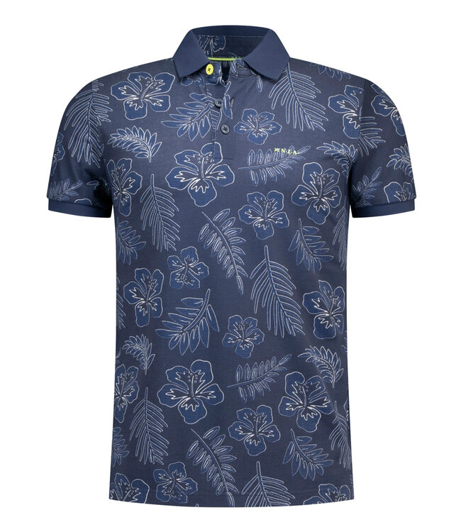 New Zealand Auckland 26DN103 2606 Brilliant Navy speciale bloemenprint polo