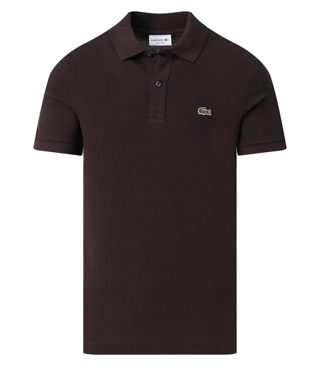 Lacoste PH4012 3LA BUFFALO polo slim fit donkerbruin groene krokodil