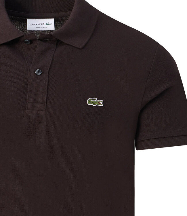 Lacoste PH4012 3LA BUFFALO polo slim fit donkerbruin groene krokodil