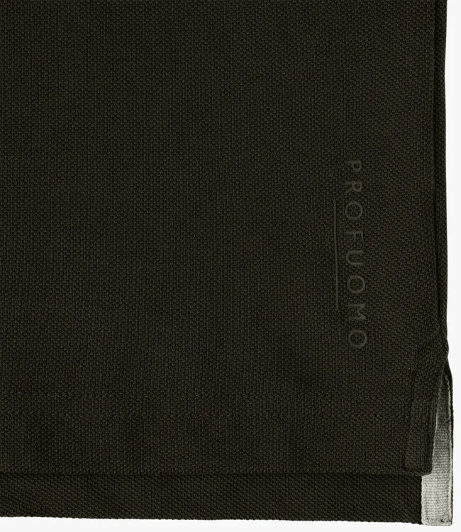 Profuomo PPXD10019L heren polo army green donker olijfgroen 100% pique katoen