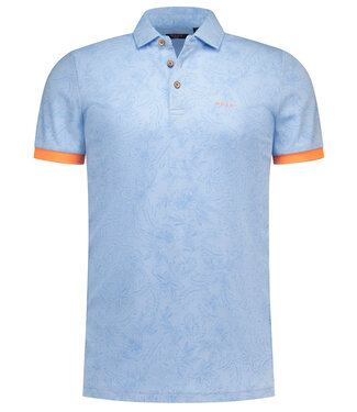 New Zealand Auckland Sunny Blue polo short sleeve lichtblauw speciale bloemenprint