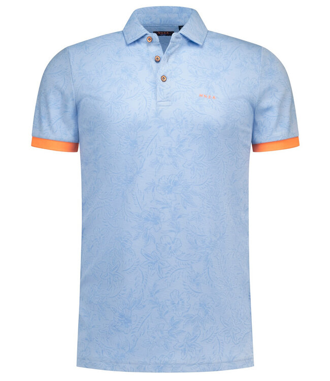 New Zealand Auckland 26DN110 2644 Sunny Blue polo short sleeve lichtblauw speciale bloemenprint