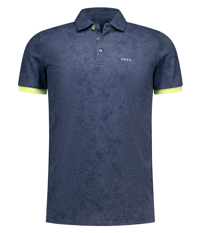 New Zealand Auckland 26DN110 2606 Brilliant Navy polo short sleeve donkerblauw speciale bloemenprint