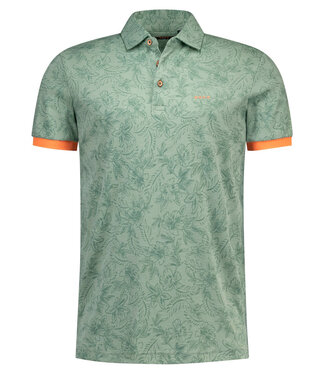 New Zealand Auckland Fresh Army polo short sleeve olijfgroen speciale bloemenprint