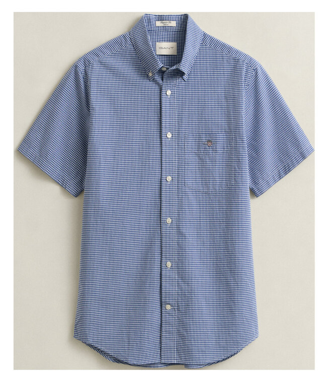 Gant 3000151-423 heren korte mouw overhemd blauw-wit ruitje button down