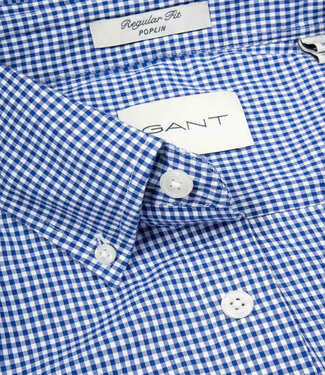 Gant heren korte mouw overhemd blauw-wit ruitje