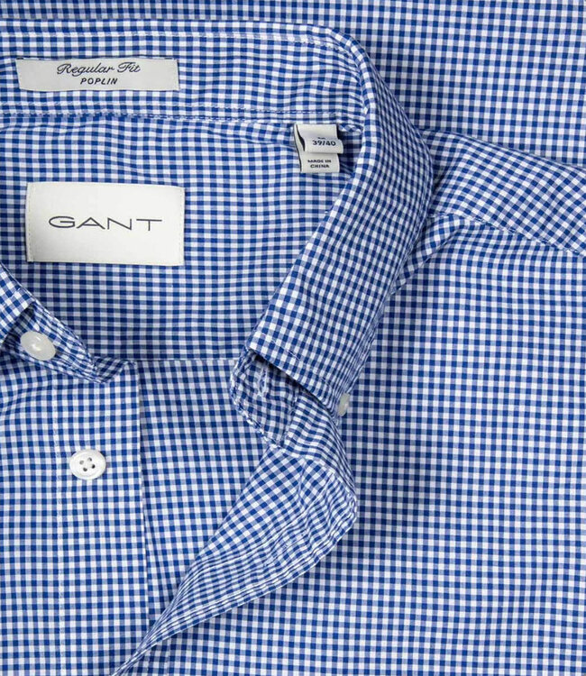 Gant 3000151-436 heren korte mouw overhemd blauw-wit ruitje button down