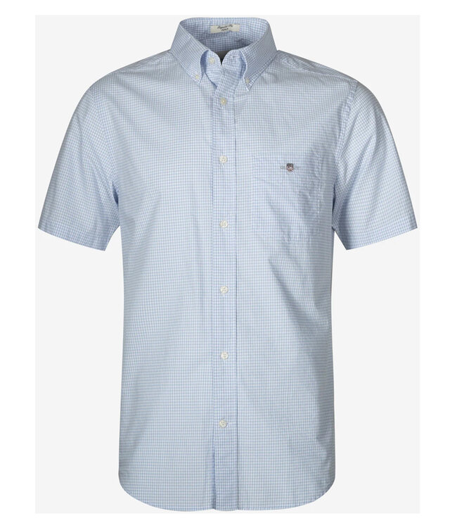 Gant 3000151-455 heren korte mouw overhemd lichtblauw-wit ruitje button down