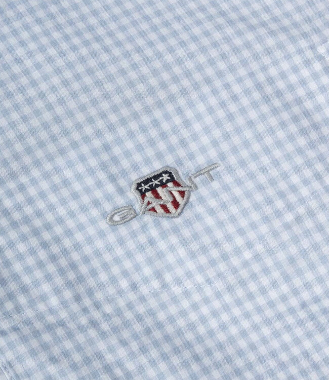 Gant 3000151-455 heren korte mouw overhemd lichtblauw-wit ruitje button down
