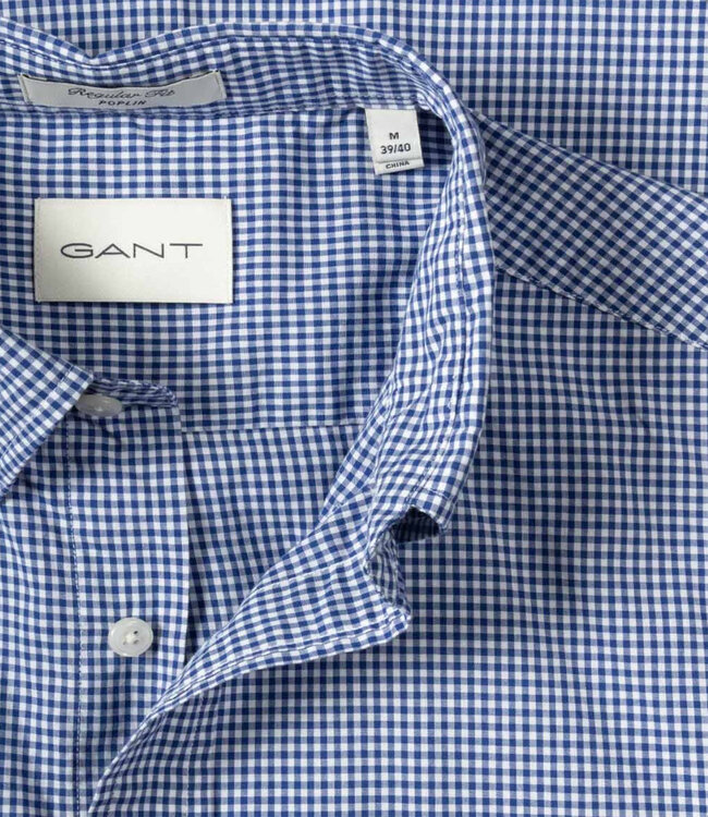 Gant 3000151-436 heren korte mouw overhemd donkerblauw-wit ruitje button down