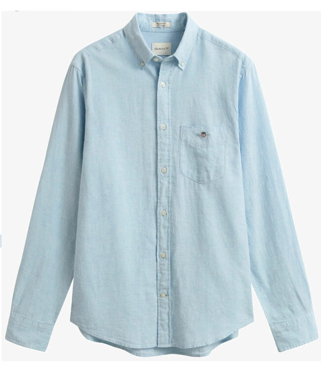 Gant 3250082 450 linnen katoen heren overhemd lange mouw lichtblauw sky blue