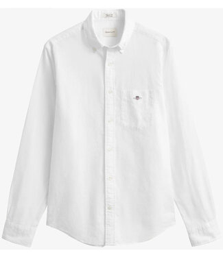 Gant linnen katoen heren overhemd lange mouw wit white