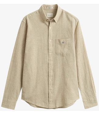 Gant linnen katoen heren overhemd lange mouw oat beige