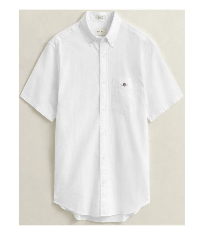 Gant linnen katoen heren overhemd korte mouw wit white