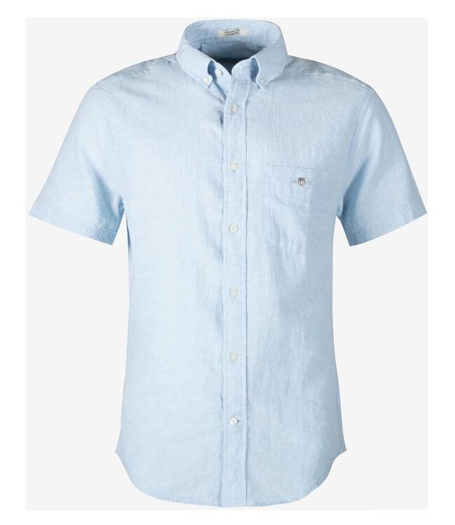 Gant 3250083 450 linnen katoen heren overhemd korte mouw lichtblauw sky blue