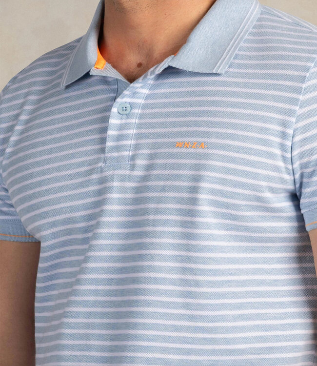 New Zealand Auckland 26CN132 2665 polo sky blue melange lichtblauw wit gestreept katoen