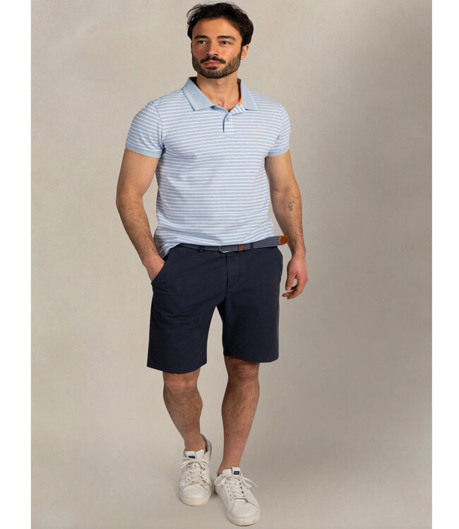 New Zealand Auckland 26CN132 2665 polo sky blue melange lichtblauw wit gestreept katoen