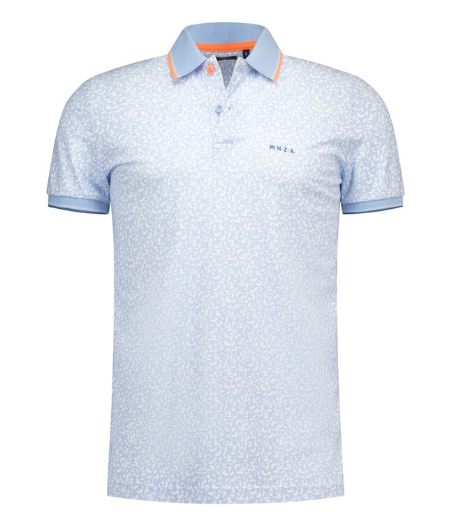 New Zealand Auckland 26DN104 2644 Sunny Blue polo short sleeve lichtblauw speciale print
