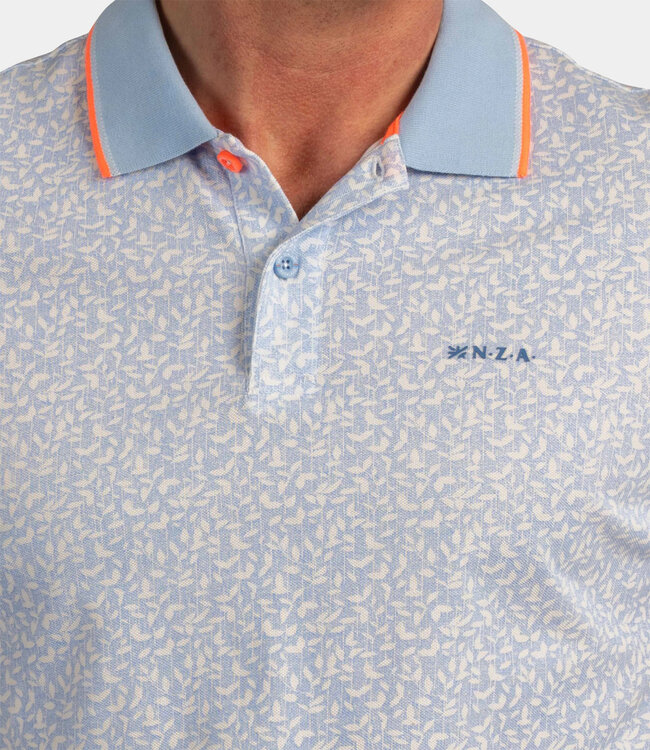 New Zealand Auckland 26DN104 2644 Sunny Blue polo short sleeve lichtblauw speciale print
