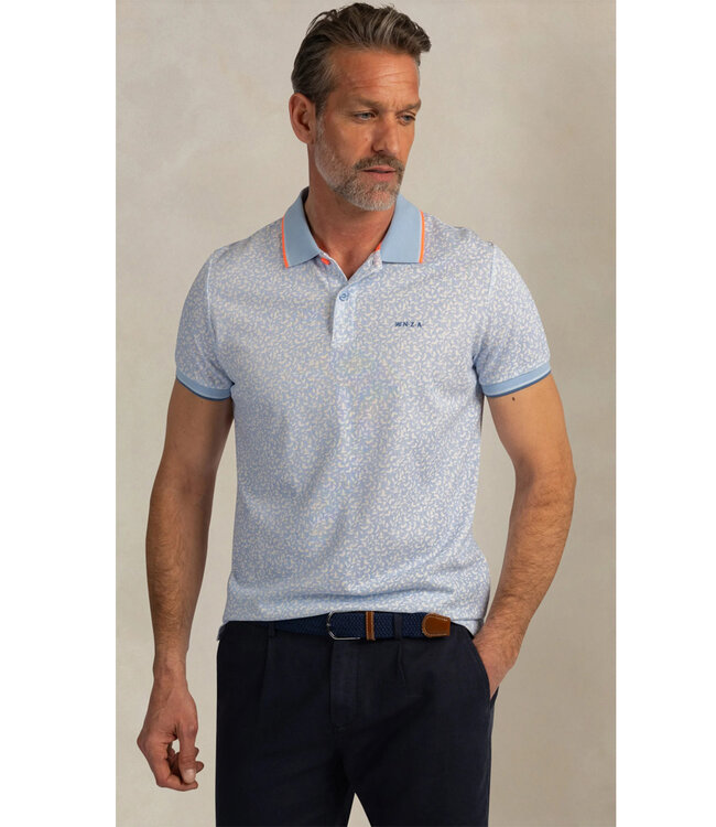 New Zealand Auckland 26DN104 2644 Sunny Blue polo short sleeve lichtblauw speciale print