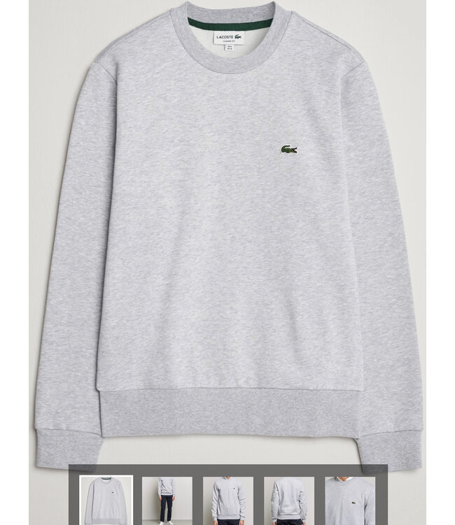 Lacoste SH9608-23 CCA Lacoste heren sweater ronde hals lichtgrijs