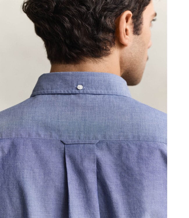 Gant 3000101-436 heren overhemd korte mouw blauw poplin 1knoops button down