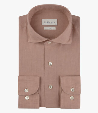 Profuomo slim fit linnen overhemd dark pink cutaway