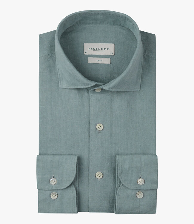 Profuomo PPXH10017L slim fit linnen overhemd blue
