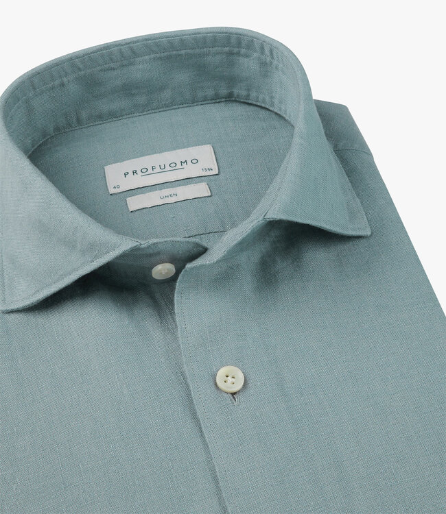 Profuomo PPXH10017L slim fit linnen overhemd blue