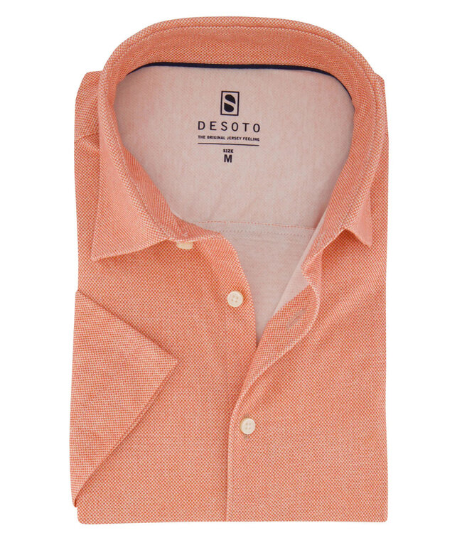 Desoto 93032-3 310 korte mouw overhemd  oranje rood print wide spread